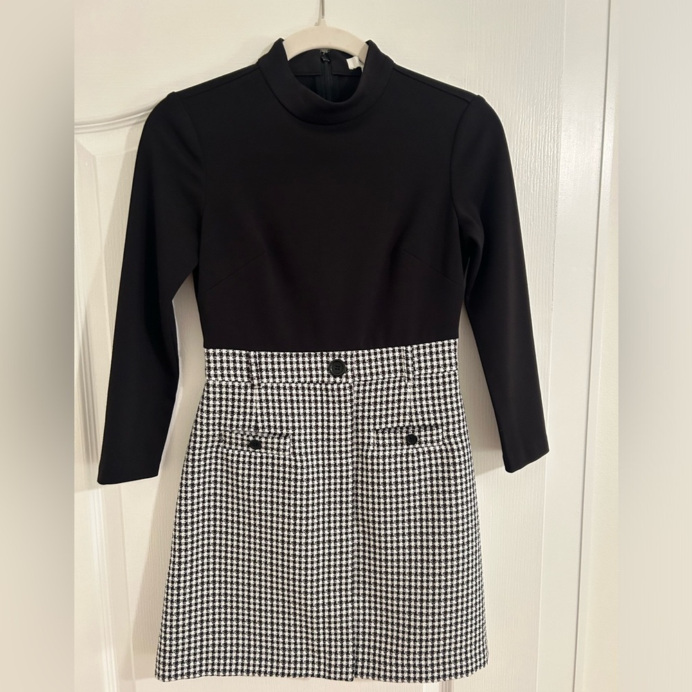 1901 black and white 3/4 length sleeve dress
